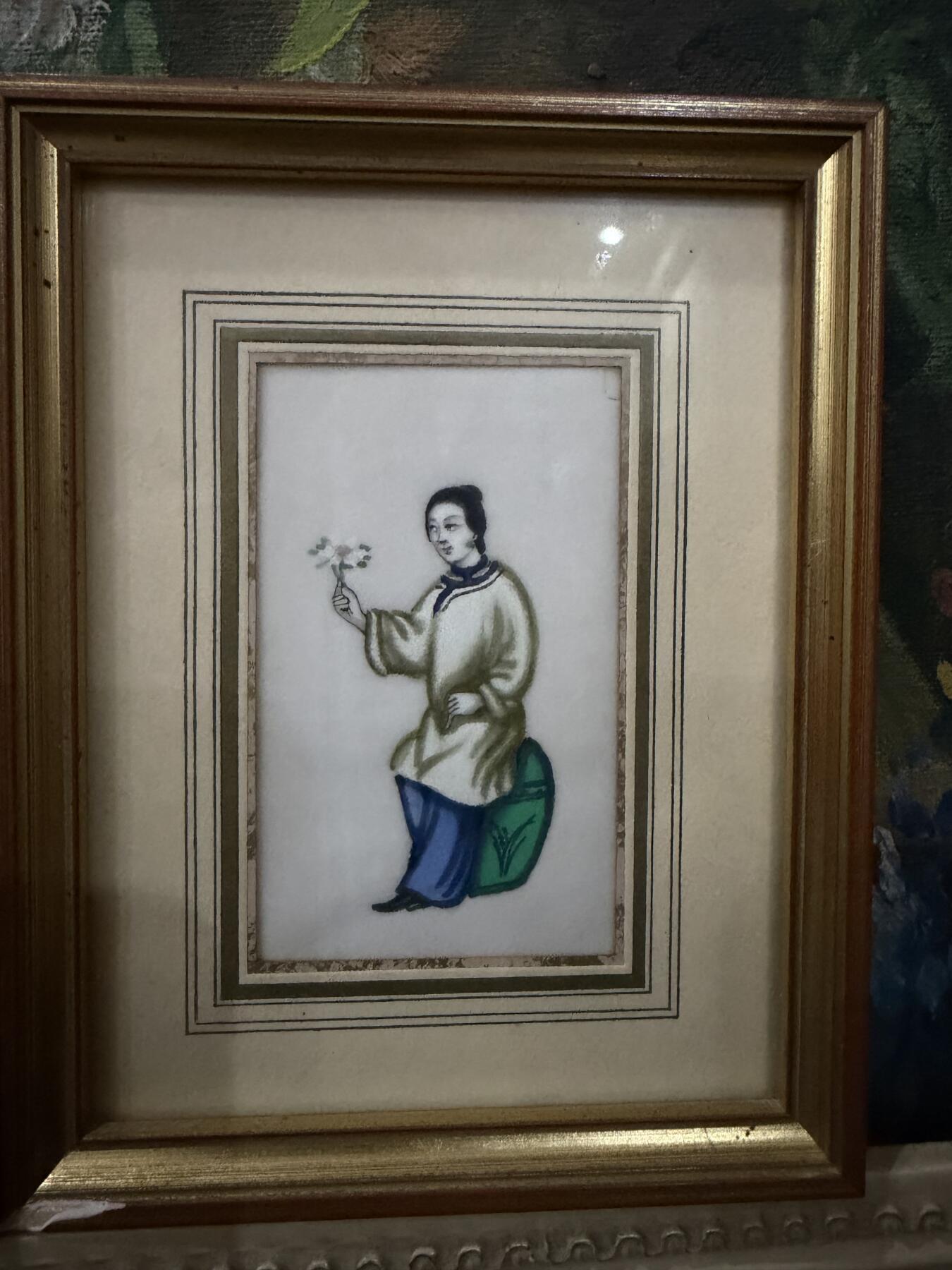 海外回流春节精品专场（二） 法国回流清代通草花三副 尺寸：15.5cmX12.5cm，画芯尺寸：8.7cmX5.2cm。