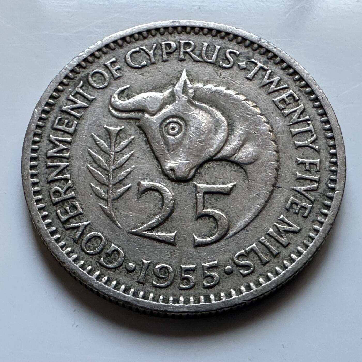 🌹外币初藏🌹🐯2026年第19场 快递已停，正月十五后再发 英属塞浦路斯1955年25米尔