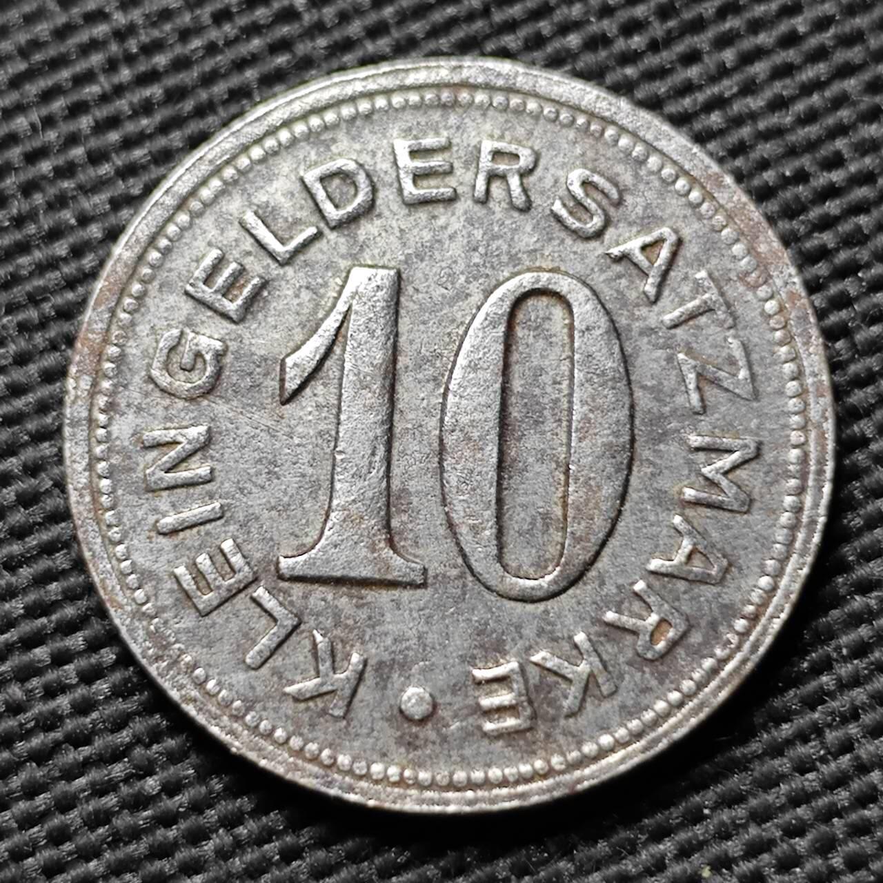 KK钱币收藏小铺  第397期 百期特怕（四拍之一） 2月预留时间 周末发货 1919 德紧皮尔马森斯10芬尼 铁币 靴子图案经典