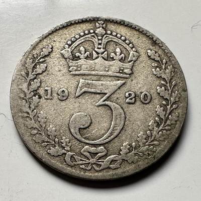 🌹外币初藏🌹🐯2026年第19场 快递已停，正月十五后再发 - 英国1920年三便士银币 1.41克50%银 e
