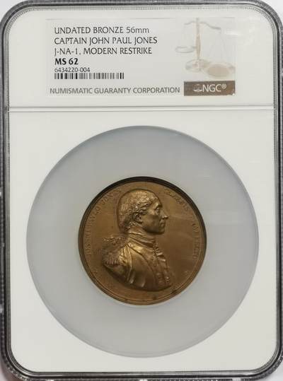 博洋堂蛇年收官专场暨第161期（全场包邮） - NGC MS62 大英纪念约翰保罗船长（1747-1792年）生平战绩近代大铜章，58mm大尺寸，工艺高浮雕精美！