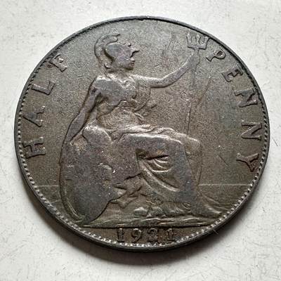 🌹外币初藏🌹🐯2026年第19场 快递已停，正月十五后再发 - 英国1921年1/2便士 半便士