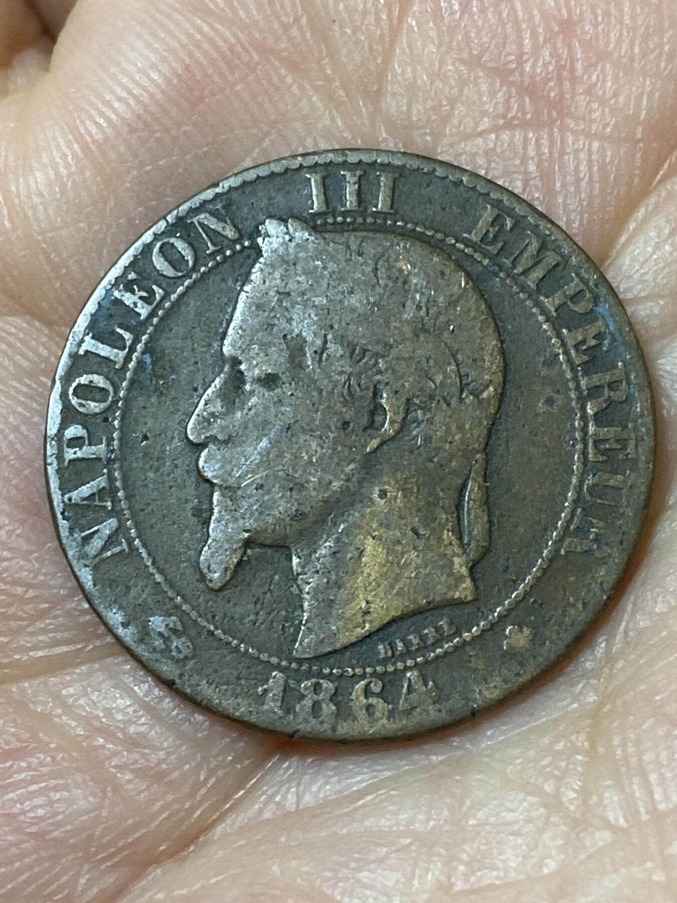 2026年第二十三场(总第一百九十二场）外国好品散币场(年后发货) 法兰西第二帝国1864年5生丁(拿破仑三世第二版，BB标斯特拉斯堡造)