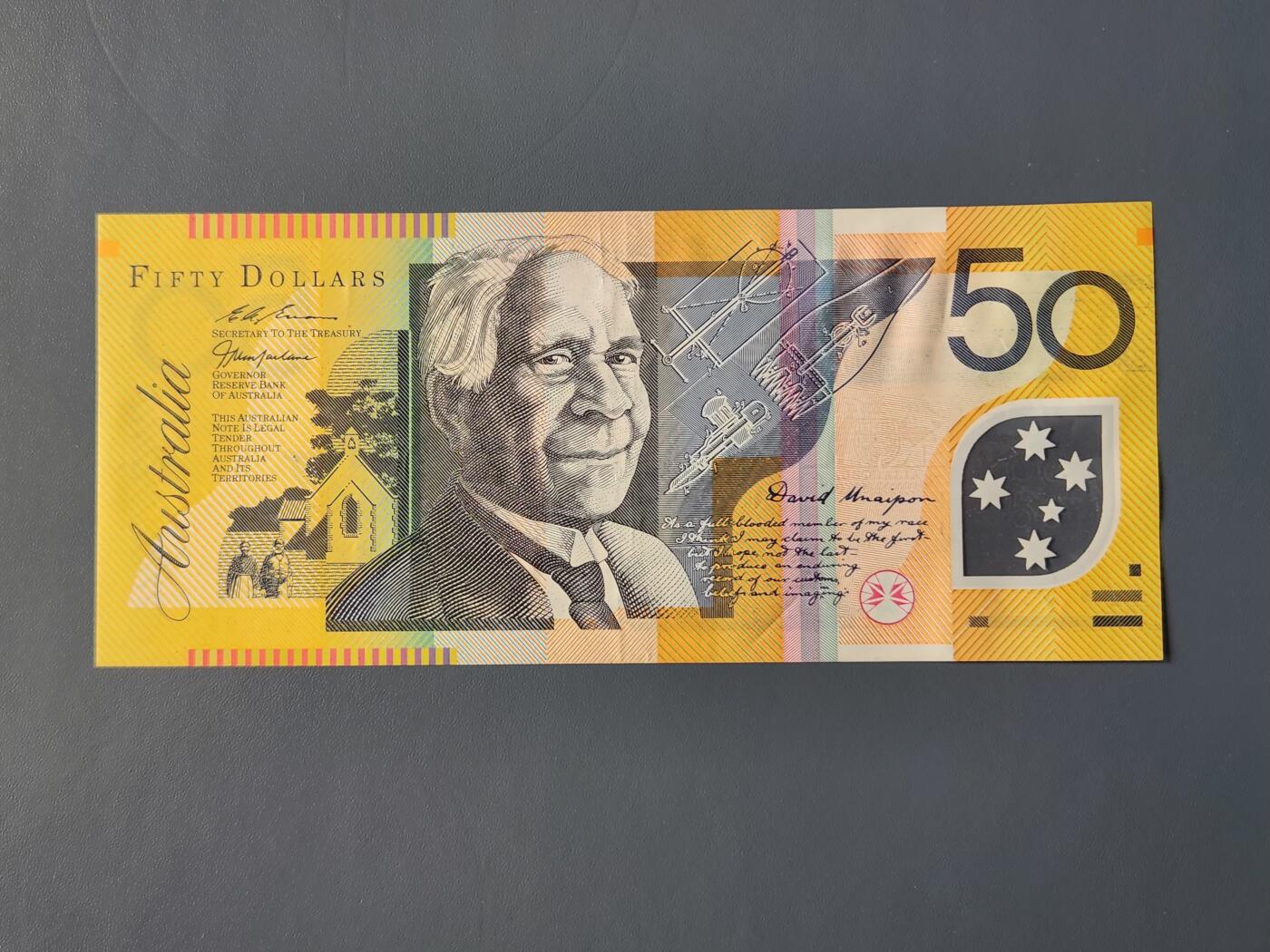 2月10号晚上8点 外国纸币自动截拍第23场 澳大利亚塑料钞 1997年50元 极美品