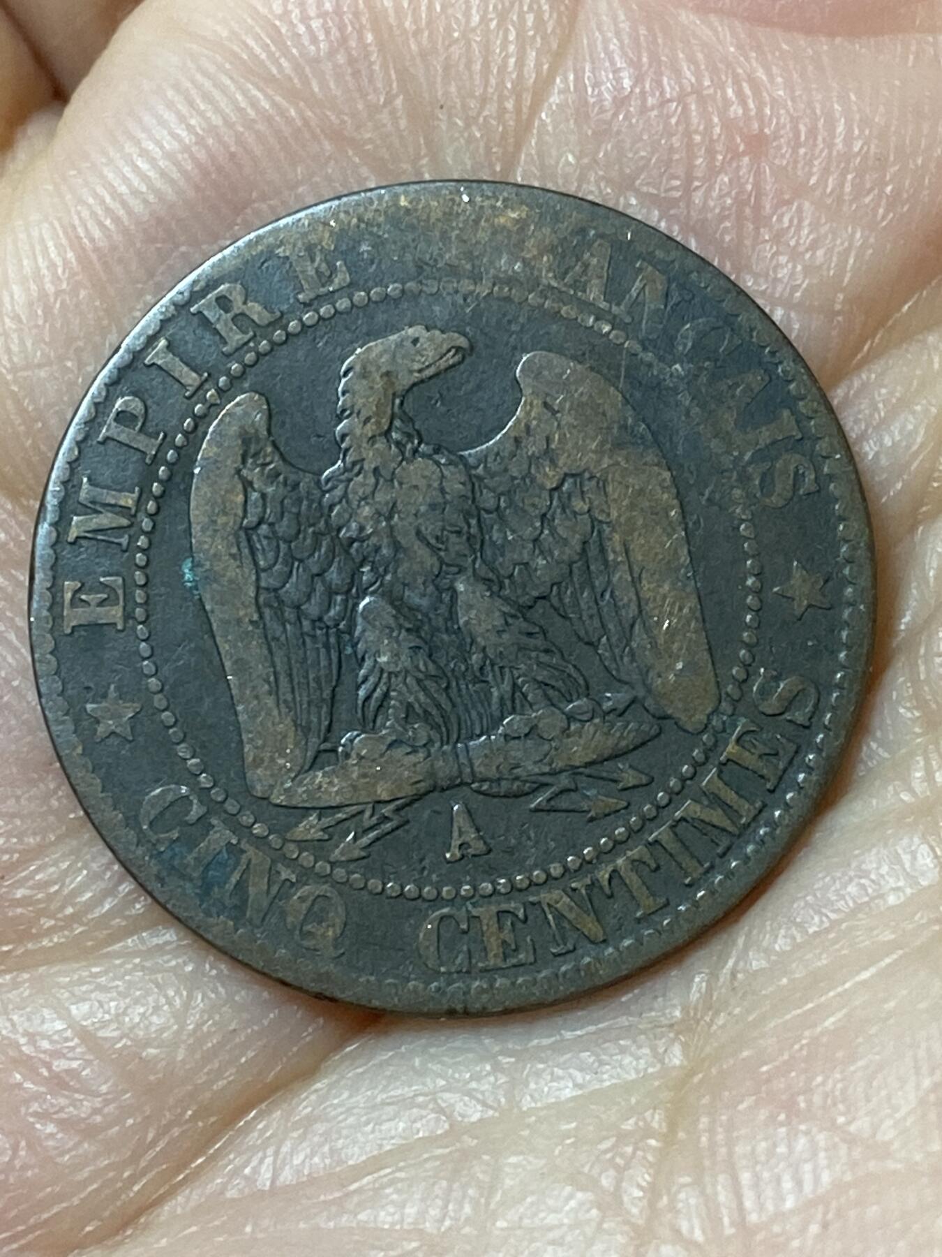 2026年第二十三场(总第一百九十二场）外国好品散币场(年后发货) 法兰西第二帝国1854年5生丁(拿破仑三世第一版，A标巴黎造)