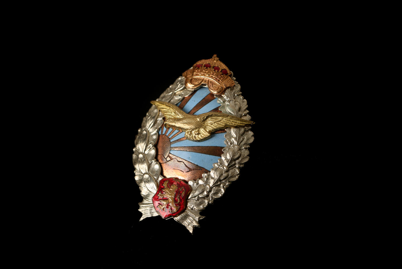 欢庆春节！戎马世界章牌大赏第112期春节大拍  德专场 保加利亚王国飞行员证章 由保加利亚本国工坊Miloshev制造 镜面背1932版保加利亚王国飞行员证章