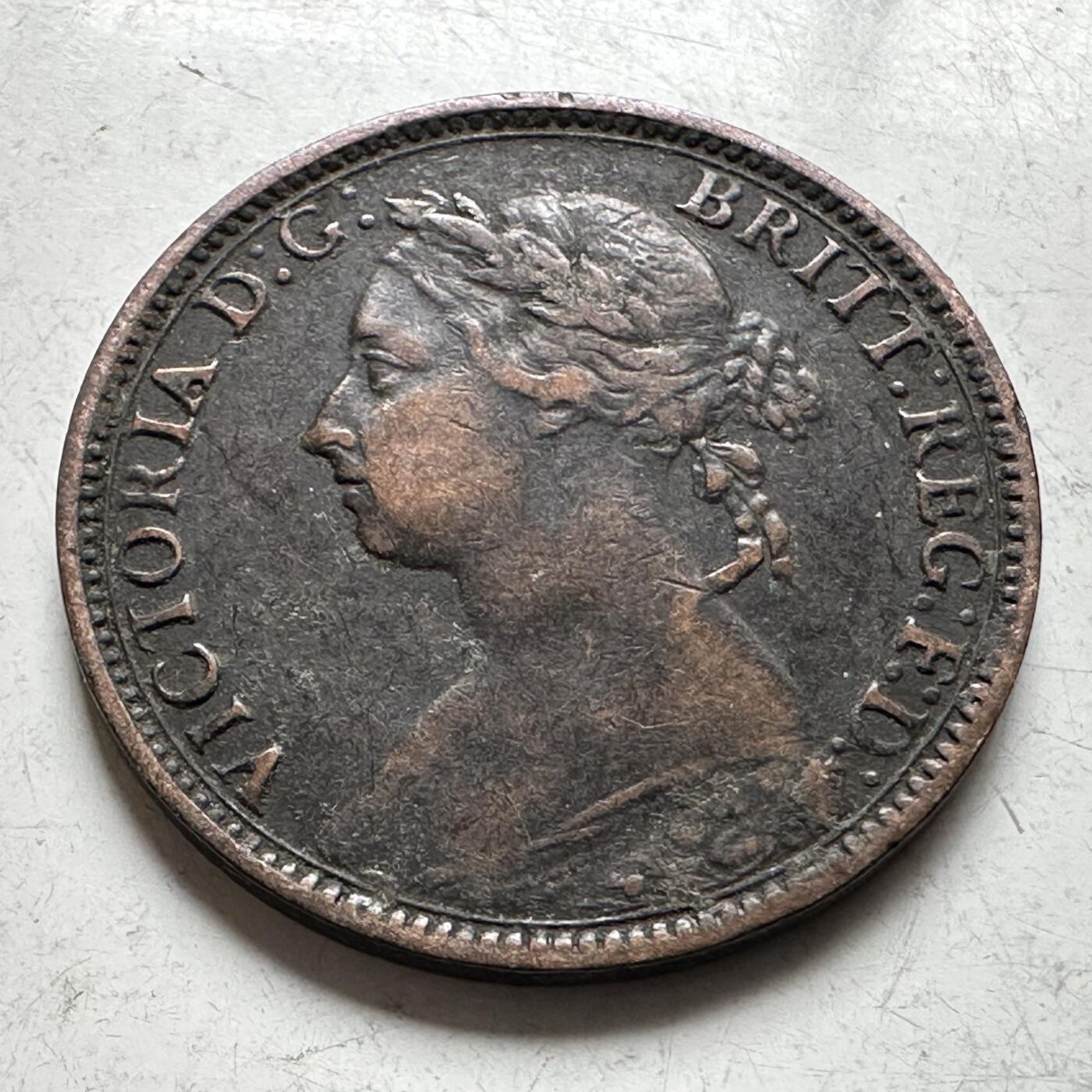 🌹外币初藏🌹🐯2026年第19场 快递已停，正月十五后再发 英国1891年1/4便士 一法新