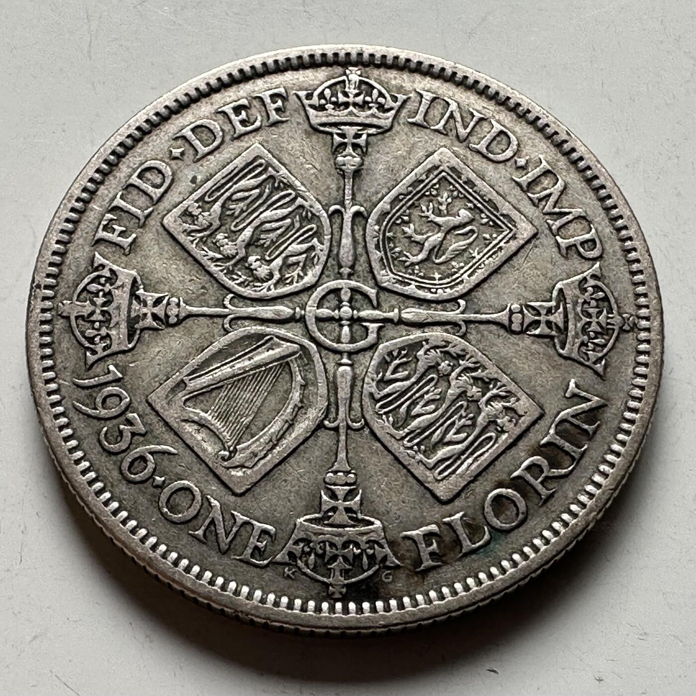 🌹外币初藏🌹🐯2026年第19场 快递已停，正月十五后再发 英国1936年一弗洛林银币 11.3克50%银