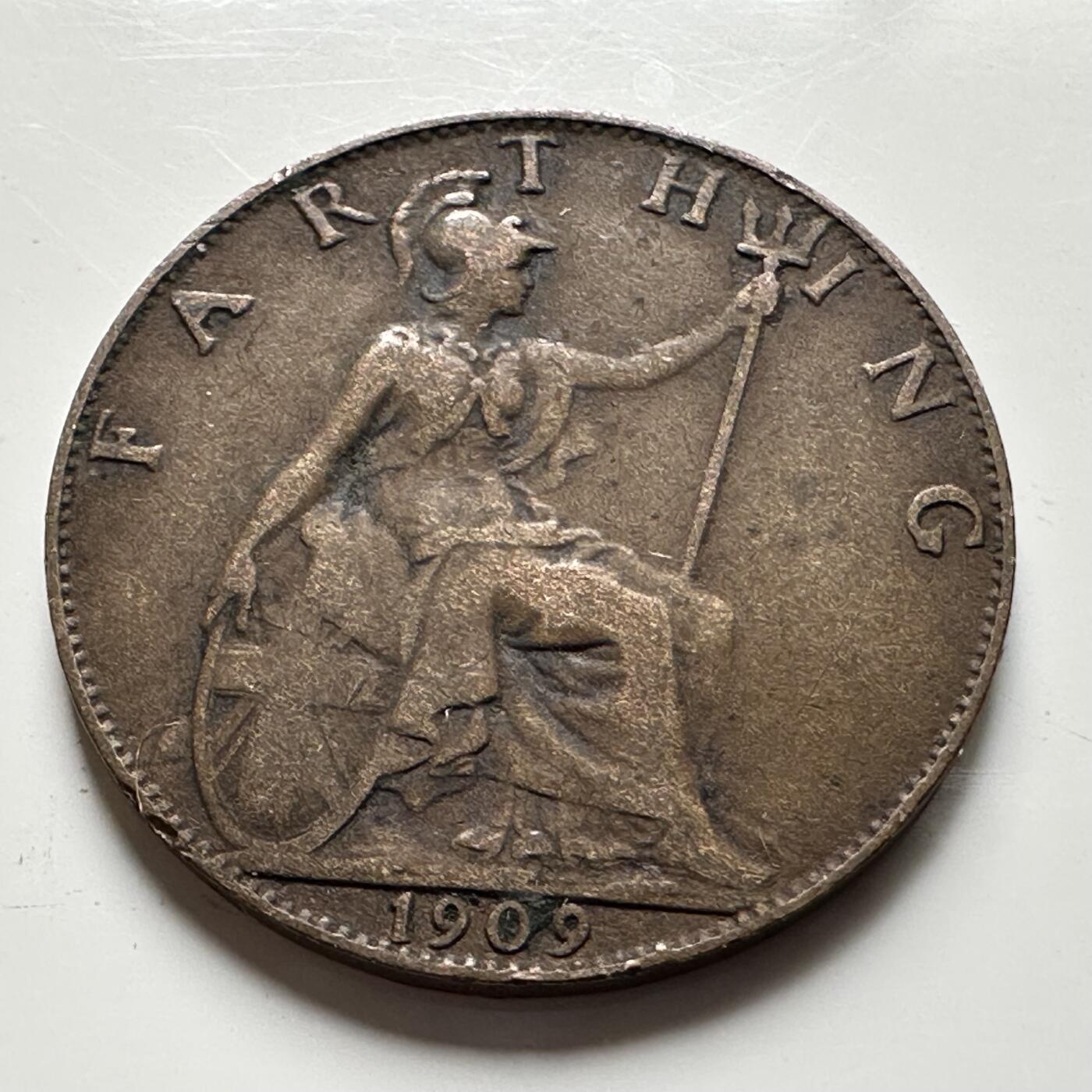 🌹外币初藏🌹🐯2026年第19场 快递已停，正月十五后再发 英国1909年1/4便士 一法新