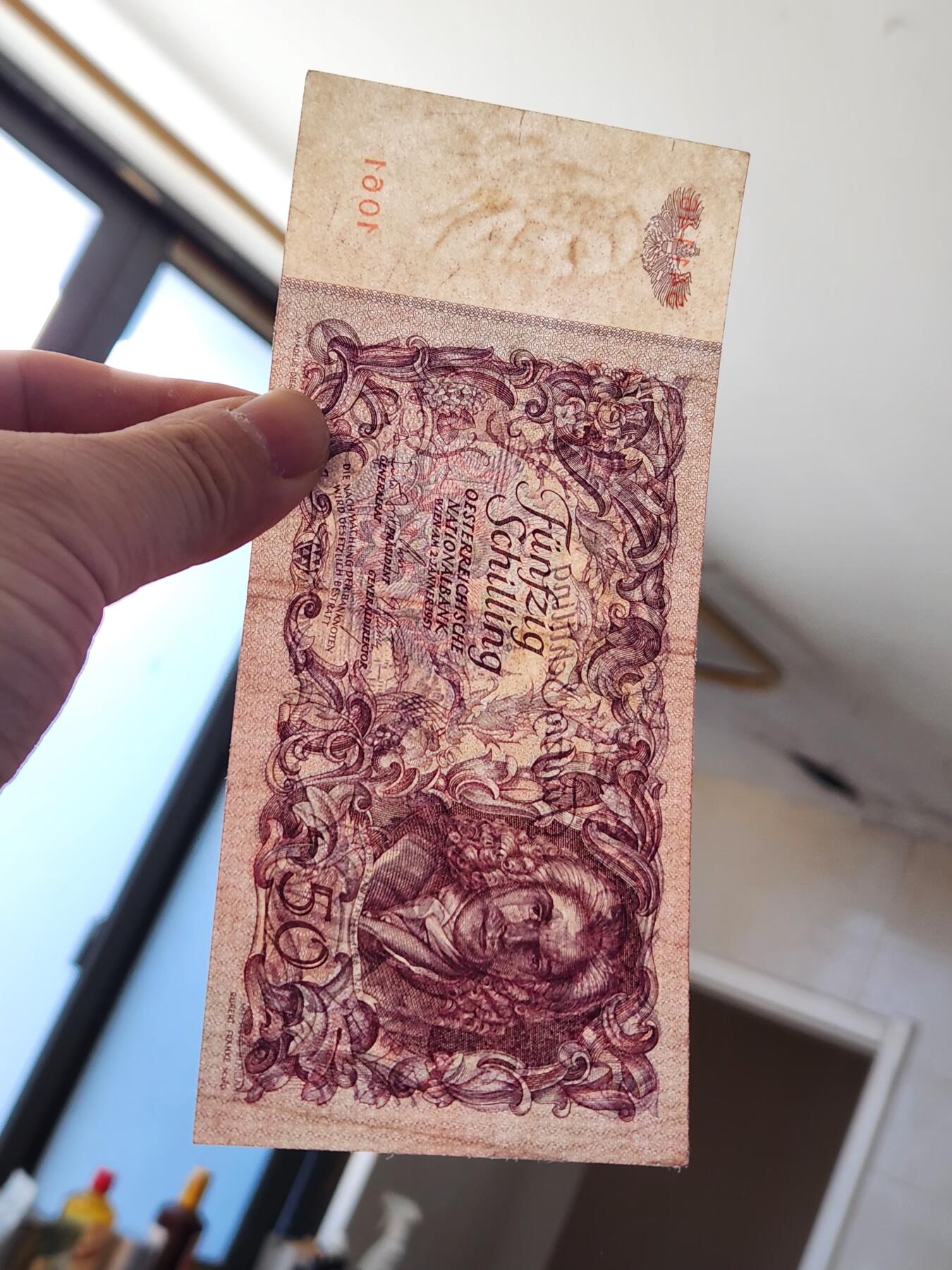 2月11号晚上8点 外国纸币自动截拍第24场 奥地利1951年50先令 美品