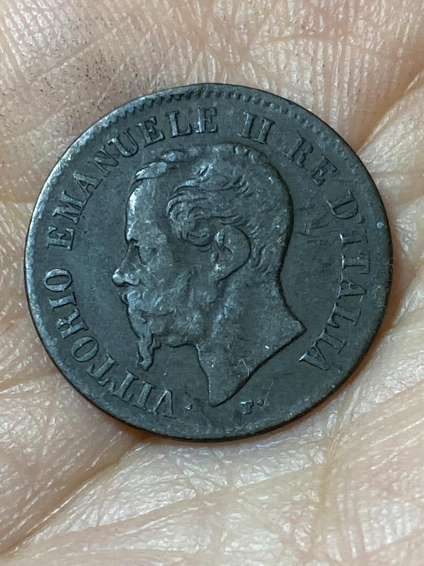 2026年第二十三场(总第一百九十二场）外国好品散币场(年后发货) 少见厂标–意大利王国1861年2分(维托里奥·埃马努埃莱三世，N标那不勒斯造，首发年仅发行2年)