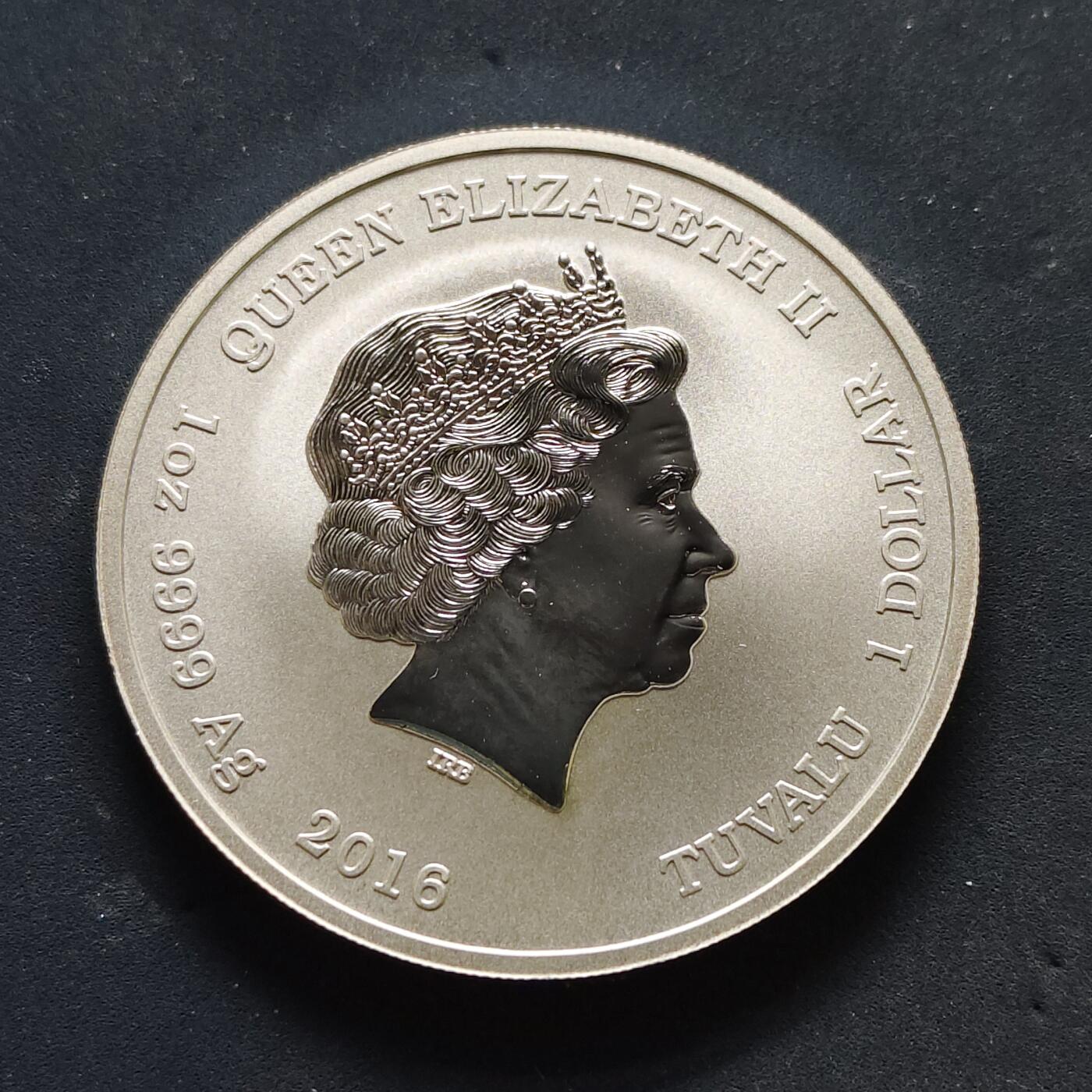 【全场包邮】纯粹捡漏拍503场 图瓦卢2016年1元珍珠港事件75周年纪念银币【40.6毫米31.2克99.9%】