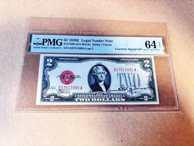 【Blue Auction】世界纸币精拍第786期——18级TOP拍卖/信誉/品质/专业/高效💫(年前收官场） - 【政府券亲签少见】美国1928年2美金 美国历史上罕有的同时在行政、立法、司法、经济四个领域担任过重要职务的财长弗雷德里克·摩尔·文森之签名 PMG64EPQ