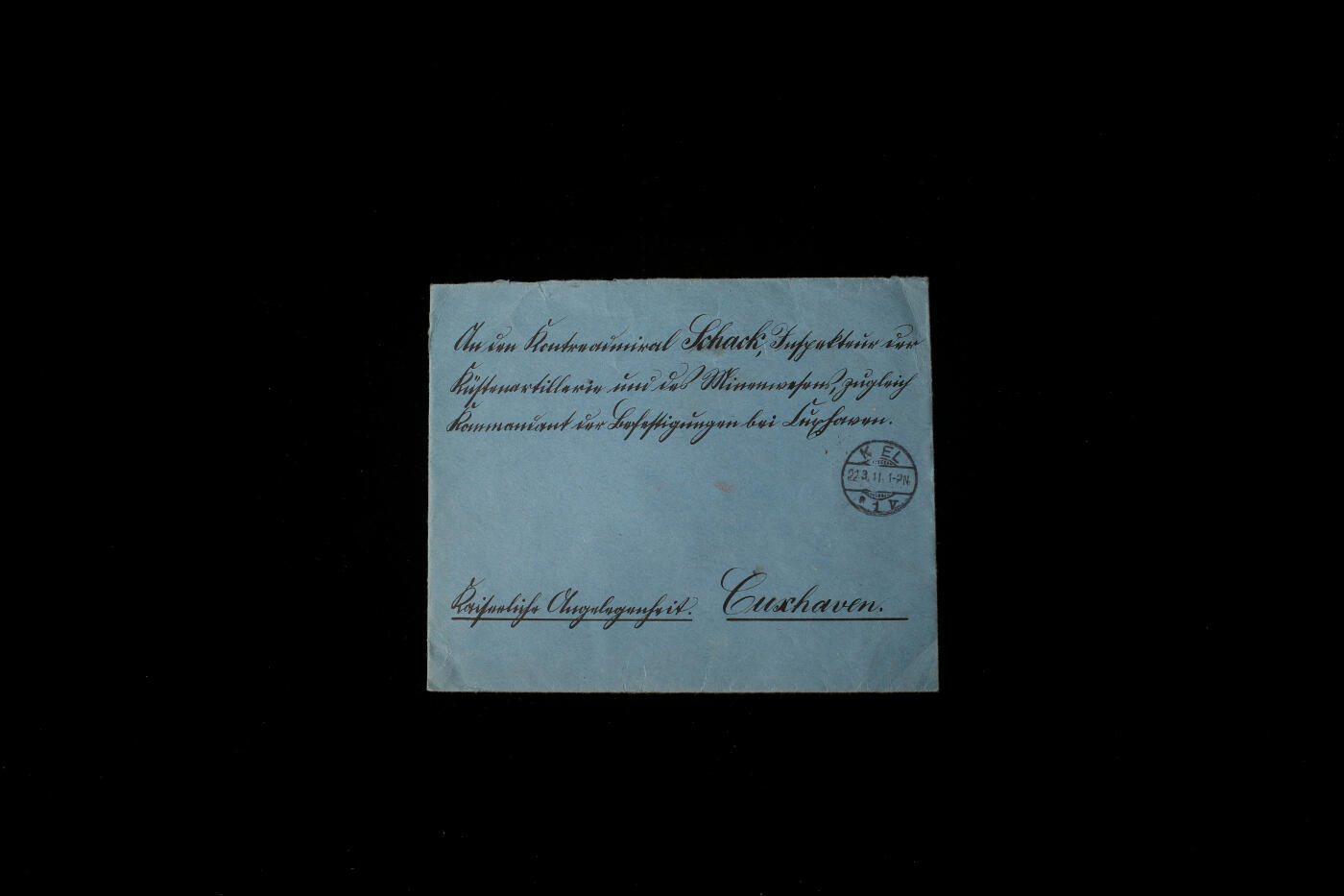 欢庆春节！戎马世界章牌大赏第112期春节大拍  德专场 德皇威廉二世晋级威廉·沙克为海军中将的内阁敕令的原始寄送信封（背面这个帝国鹰红色封蜡真好看）