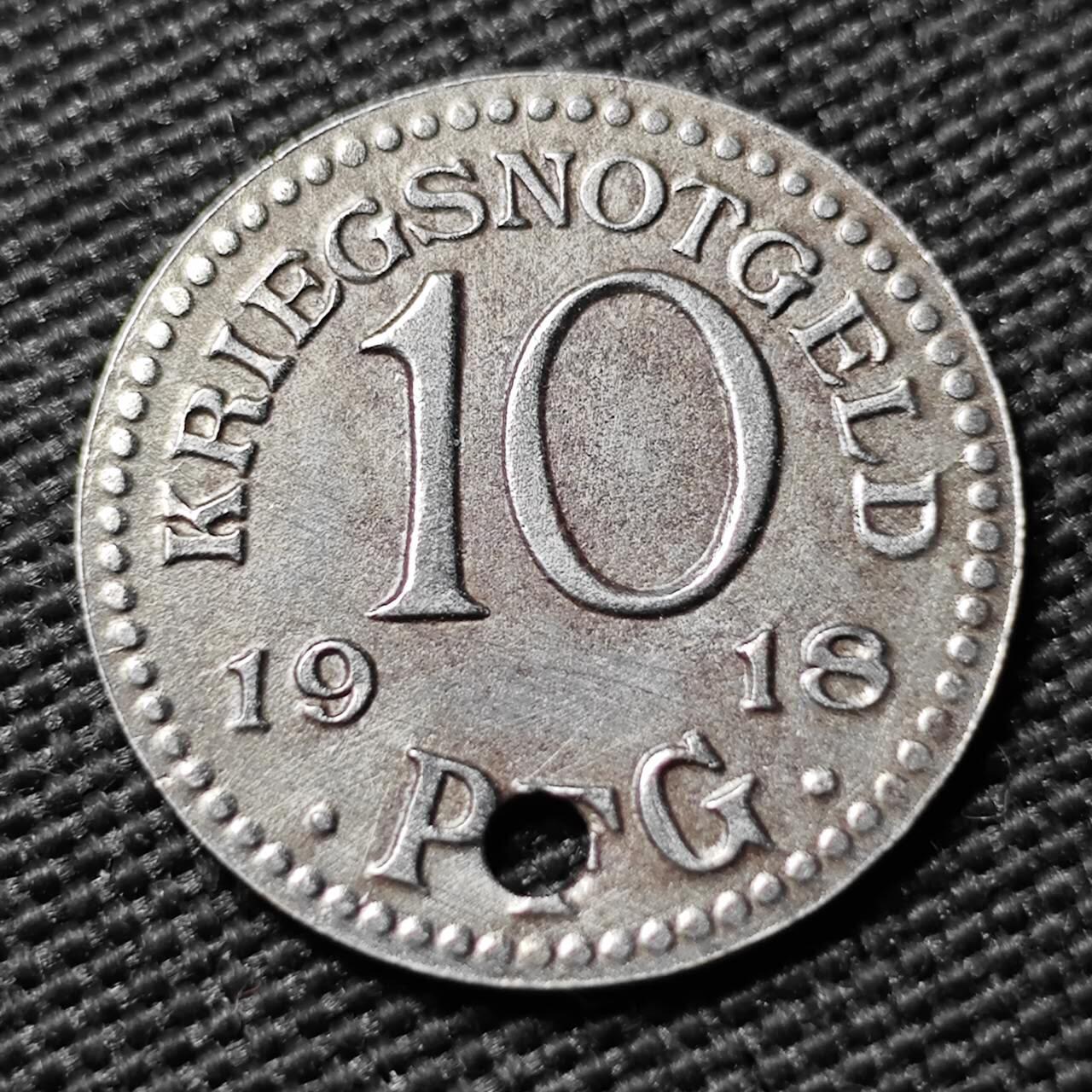 KK钱币收藏小铺  第397期 百期特怕（四拍之一） 2月预留时间 周末发货 1918 德紧 鲁多尔斯塔特10芬尼铁币 