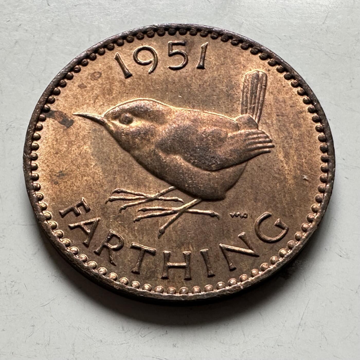 🌹外币初藏🌹🐯2026年第19场 快递已停，正月十五后再发 英国1951年1/4便士 一法新 a