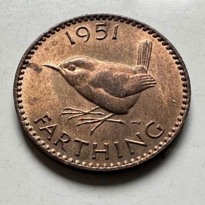 🌹外币初藏🌹🐯2026年第19场 快递已停，正月十五后再发 - 英国1951年1/4便士 一法新 a