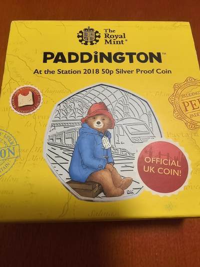 长老汇蛇年精选第一百场拍卖 -  2018英国帕丁顿熊50便士彩色七边精制银币，925银，6万枚