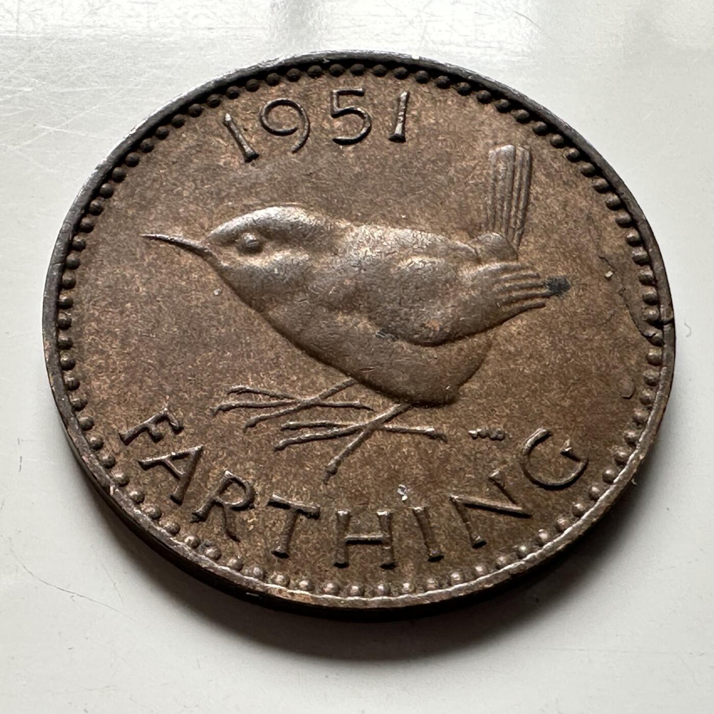 🌹外币初藏🌹🐯2026年第19场 快递已停，正月十五后再发 英国1951年1/4便士 一法新 c