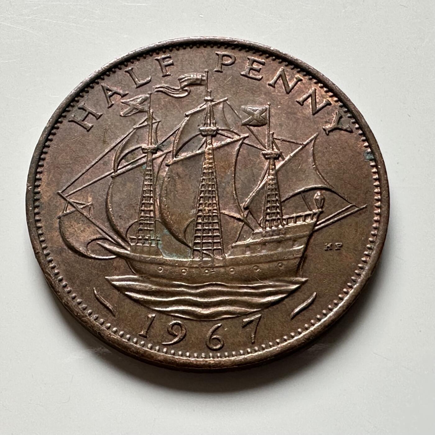 🌹外币初藏🌹🐯2026年第19场 快递已停，正月十五后再发 英国1967年1/2便士 半便士