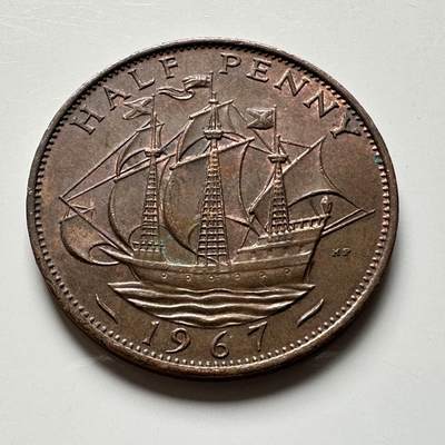 🌹外币初藏🌹🐯2026年第19场 快递已停，正月十五后再发 - 英国1967年1/2便士 半便士