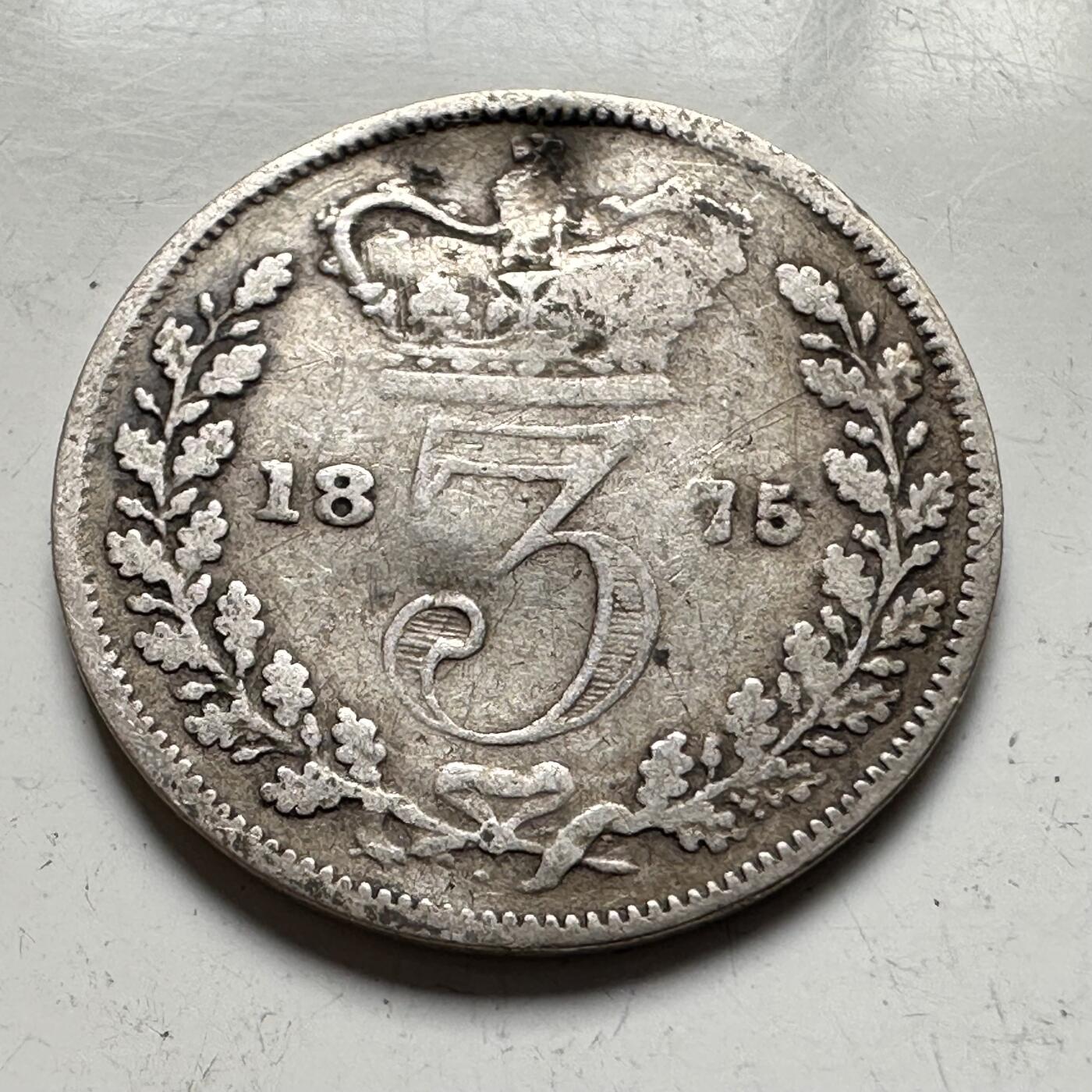 🌹外币初藏🌹🐯2026年第19场 快递已停，正月十五后再发 英国1875年三便士银币 92.5%高银