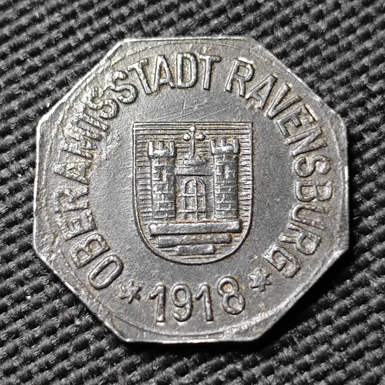 KK钱币收藏小铺  第397期 百期特怕（四拍之一） 2月预留时间 周末发货   1918 德紧拉芬斯堡10芬尼 铁币