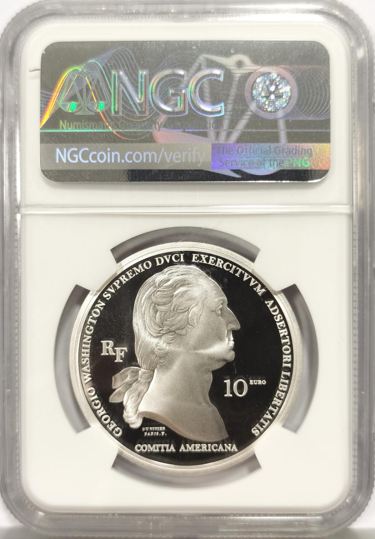 博洋堂蛇年收官专场暨第161期（全场包邮） NGC PF69UC 法国2021年华盛顿抵达波士顿10欧元精制银币，直径37mm，重22.2g，900银，发行2500枚。PROOF精制币，币面清爽干净又舒适，状态一流。