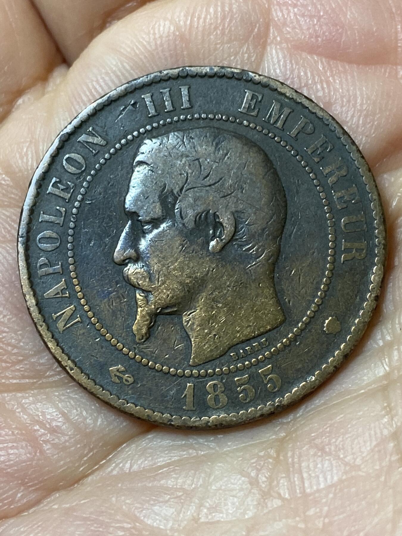 2026年第二十三场(总第一百九十二场）外国好品散币场(年后发货) 法兰西第二帝国1855年10生丁(拿破仑三世第一版，MA标马赛造)