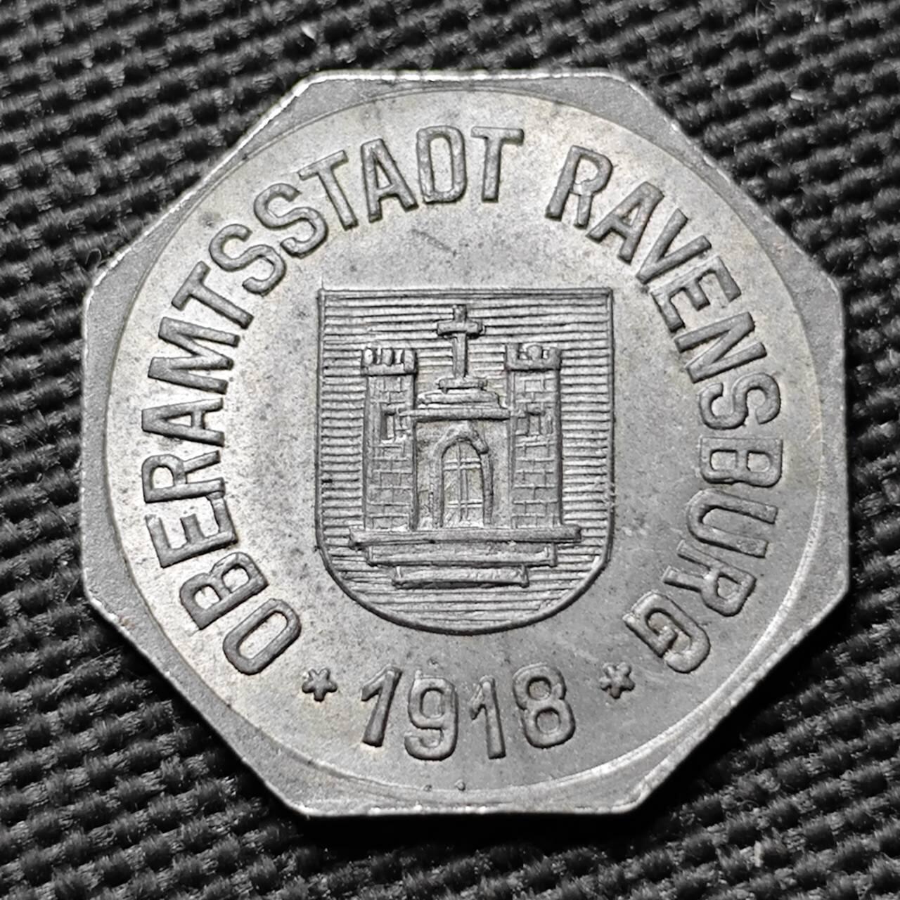 KK钱币收藏小铺  第397期 百期特怕（四拍之一） 2月预留时间 周末发货 1918 德紧拉芬斯堡 10芬尼铁币 