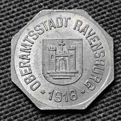 KK钱币收藏小铺  第397期 百期特怕（四拍之一） 2月预留时间 周末发货 - 1918 德紧拉芬斯堡 10芬尼铁币 