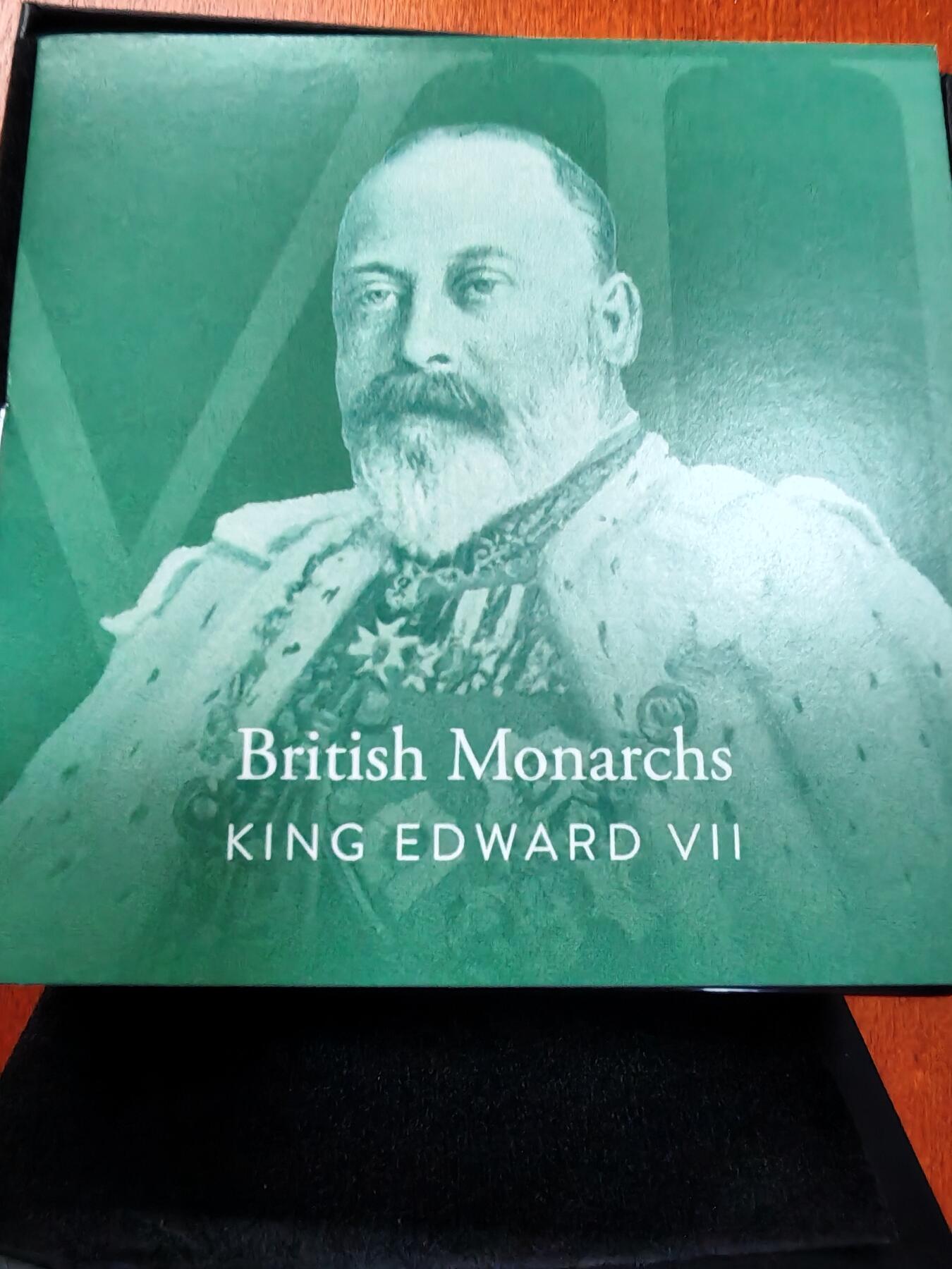 长老汇蛇年精选第一百场拍卖 2022英国历代君主系列爱德华七世5英镑精制银币，2盎司999银，750枚，盒证全，钢琴烤漆木盒