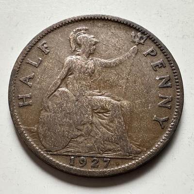 🌹外币初藏🌹🐯2026年第19场 快递已停，正月十五后再发 - 英国1927年1/2便士 半便士