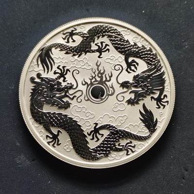 【全场包邮】纯粹捡漏拍503场 - 澳大利亚2019年1元双龙戏珠1盎司999纯银币【40毫米31.1克99.9%】