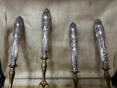 海外回流精品拍卖（五一专场） 法国回流19世纪银餐具一套（左起尺寸：15.8cm，18.8cm，15.9cm，16.5，120g，有款）
