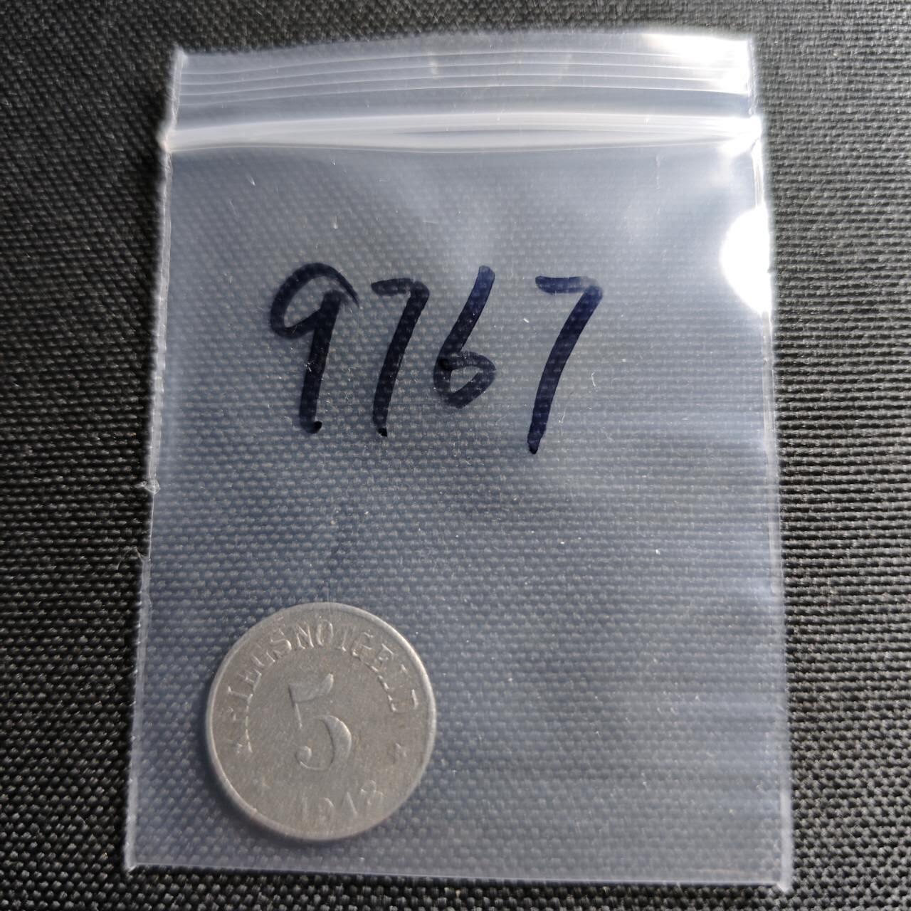 KK钱币收藏小铺  第397期 百期特怕（四拍之一） 2月预留时间 周末发货 1918 德紧罗特市 5芬尼铁币