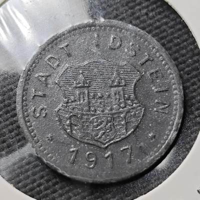 KK钱币收藏小铺  第397期 百期特怕（四拍之一） 2月预留时间 周末发货 - 1917 德紧伊德施泰因 10芬尼锌币 