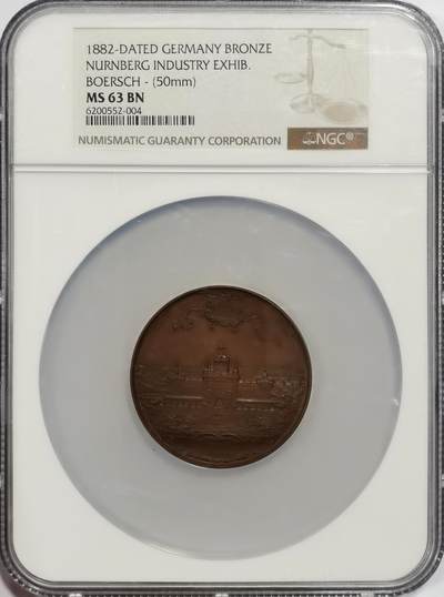 博洋堂蛇年收官专场暨第161期（全场包邮） - NGC MS63 德国1882年纽伦堡工业博览会纪念巨大铜章，50mm经典风景款大铜章，多见42mm小样，大款高分稀有！