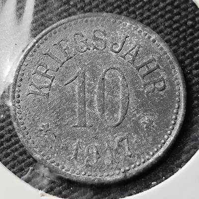 KK钱币收藏小铺  第397期 百期特怕（四拍之一） 2月预留时间 周末发货 -  1917 德紧哈斯福特 10芬尼锌币