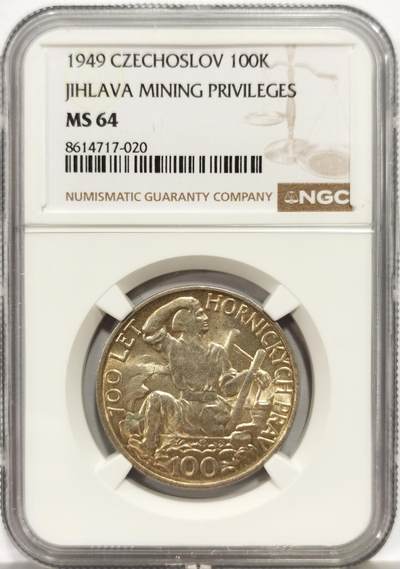 博洋堂蛇年收官专场暨第161期（全场包邮） - NGC MS64 捷克斯洛伐克1949年100克朗，五彩转光好品。