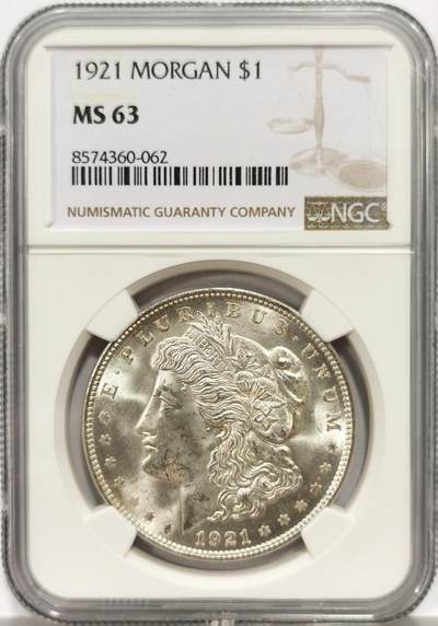 博洋堂蛇年收官专场暨第161期（全场包邮） - NGC MS63 美国1921年摩根，老摩根最后年份，63分高光值得入藏