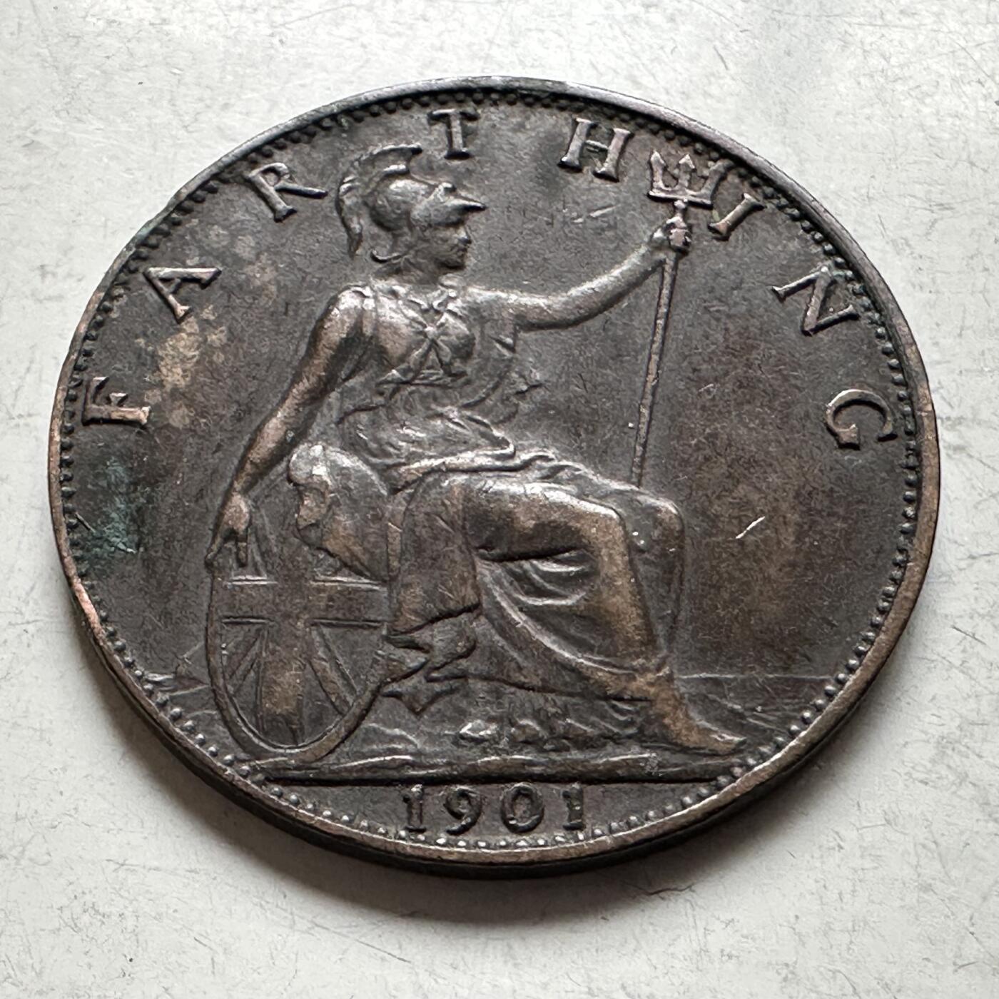 🌹外币初藏🌹🐯2026年第19场 快递已停，正月十五后再发 英国1901年1/4便士 一法新