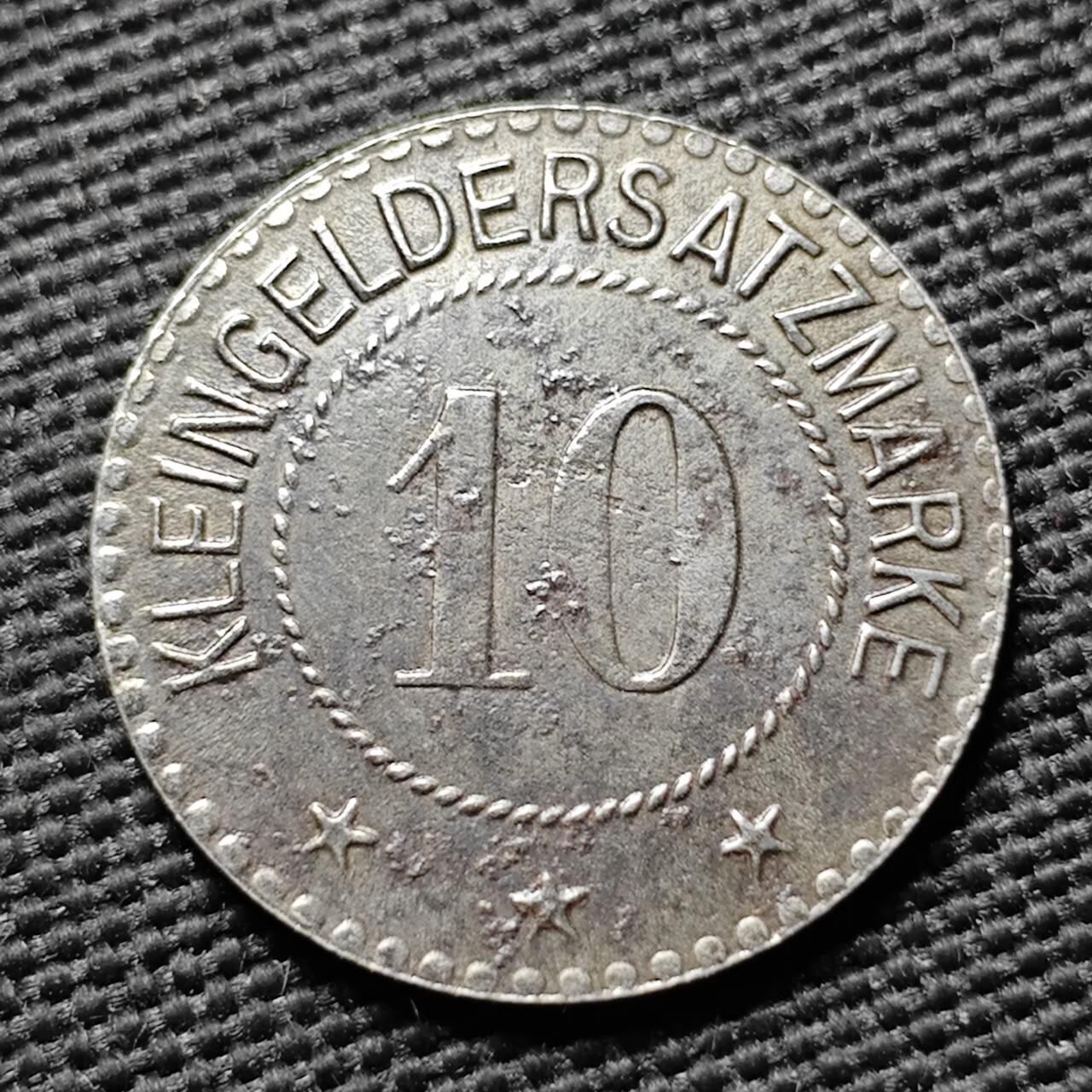 KK钱币收藏小铺  第397期 百期特怕（四拍之一） 2月预留时间 周末发货 ND（1917） 德紧萨尔菲尔德 10芬尼铁币 