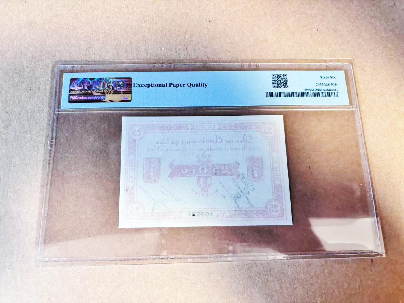 【Blue Auction】世界纸币精拍第786期——18级TOP拍卖/信誉/品质/专业/高效💫(年前收官场） 【冠军分 热点地区 升值品种 三国纷争之年】格陵兰1905年25欧尔 北极熊 手签 1814年《基尔条约》规定丹麦将挪威割让给瑞典同时保留格陵兰、冰岛和法罗群岛 1905年挪威独立同时宣称此地归属 第一位抵达北极点美国极地探险家罗伯特・皮里也曾试图将岛上新发现地带纳入美国势力范围 PMG66EPQ