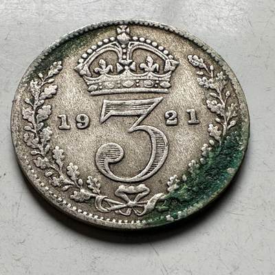 🌹外币初藏🌹🐯2026年第19场 快递已停，正月十五后再发 - 英国1921年三便士银币 1.41克50%银 b