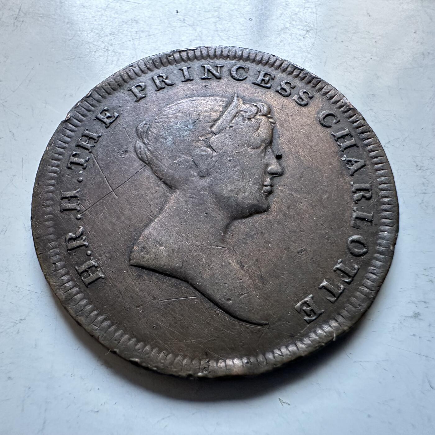 🌹外币初藏🌹🐯2026年第19场 快递已停，正月十五后再发 英国1817年夏洛特公主逝世纪念铜章 25毫米