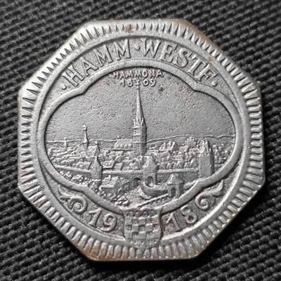 KK钱币收藏小铺  第397期 百期特怕（四拍之一） 2月预留时间 周末发货 - 1918 德紧哈姆市50芬尼 城市景观 铁币 