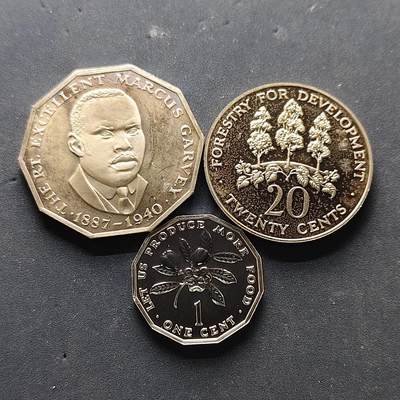 【全场包邮】纯粹捡漏拍502场 - 牙买加1977/1981年精制币3枚一组