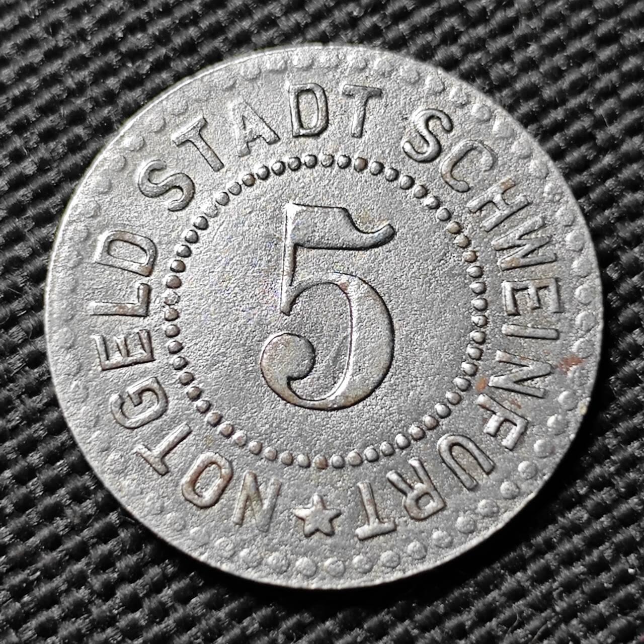 KK钱币收藏小铺  第397期 百期特怕（四拍之一） 2月预留时间 周末发货 ND(1914-1924) 德紧施韦因富特5芬尼铁币