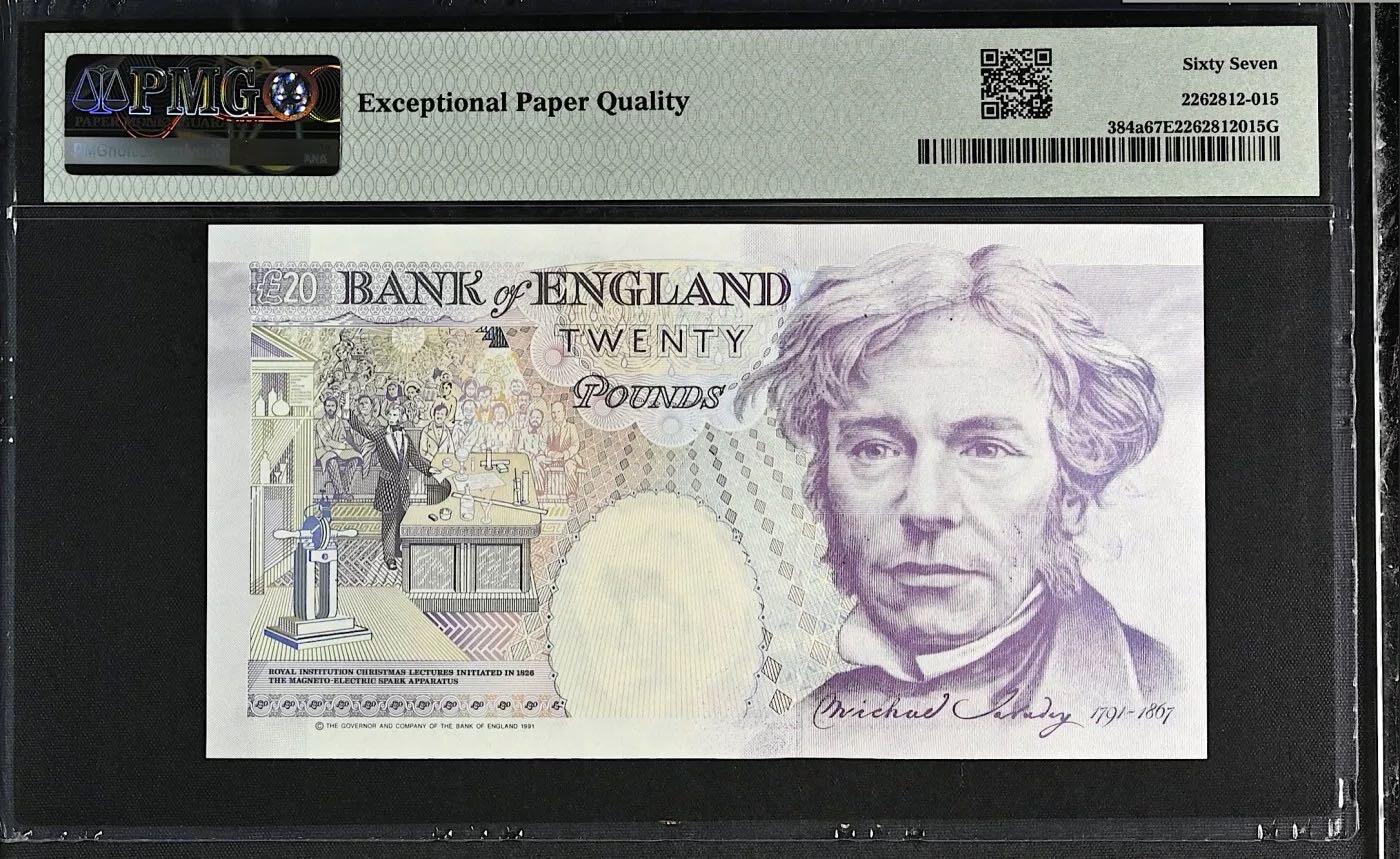 【礼羽收藏】🌏世界钱币拍卖第124期 英格兰20英镑E序列A冠皇冠版PMG67分